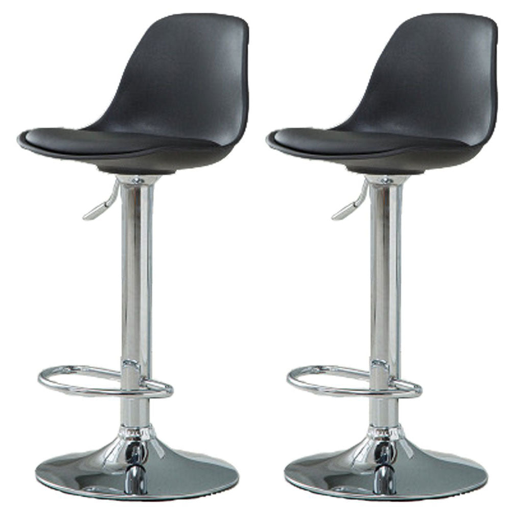 Citron Leather Swivel Gas Lift Bar Stool in Black Set - 2 Pieces - Notbrand