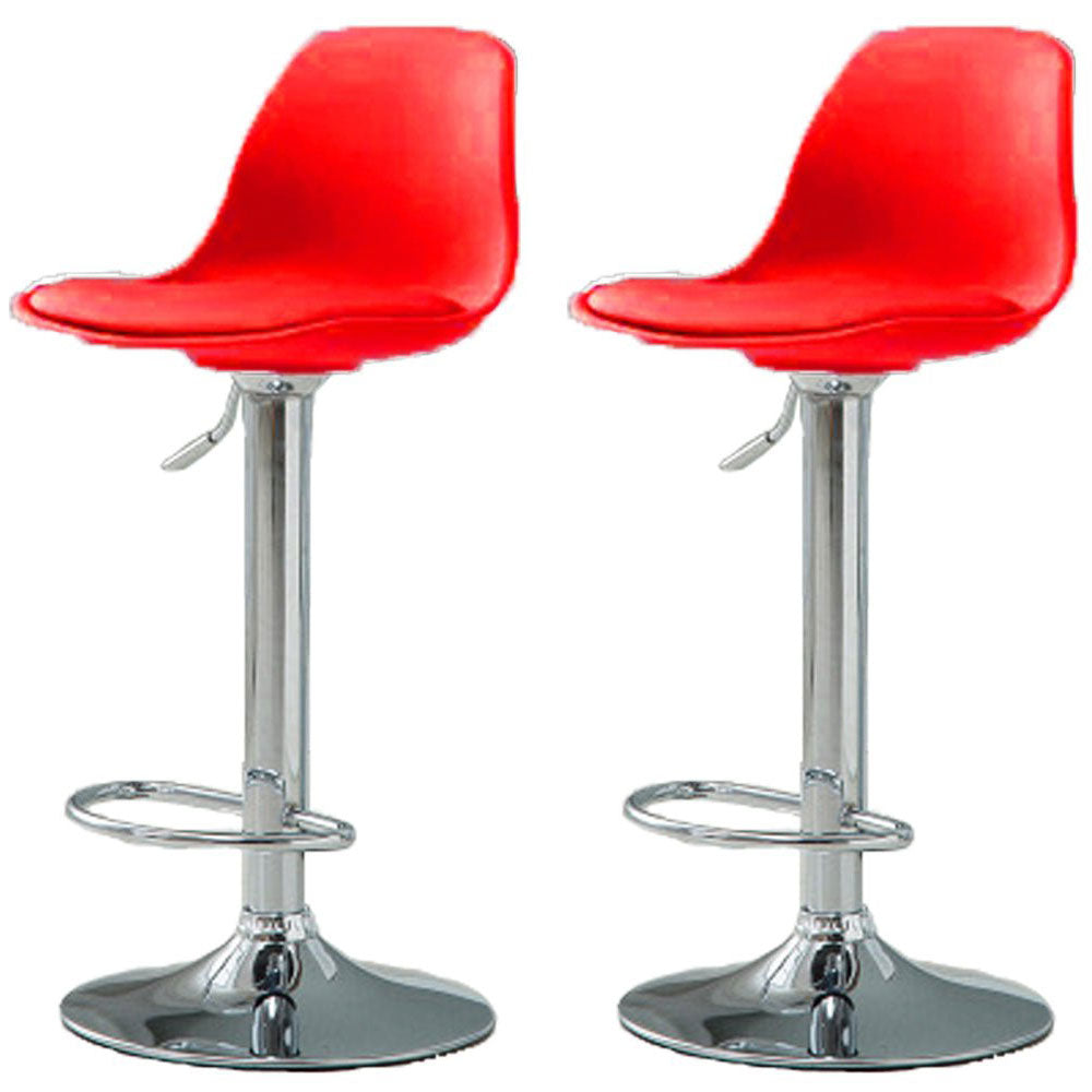 Ginko Leather Swivel Gas Lifted Red Barstools Set - 2 Pieces - Notbrand