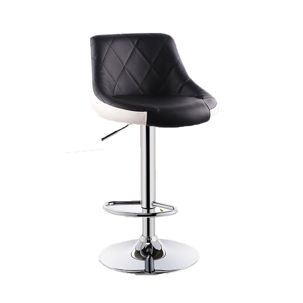 Basil Swivel Gas Lift Counter Bar Stool in Black Leather - Set of 2