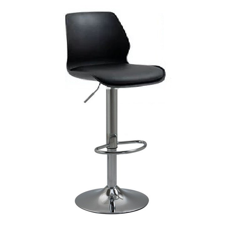 Thistle Swivel Gas Lift Counter Bar Stool in Black Leather - Set of 2