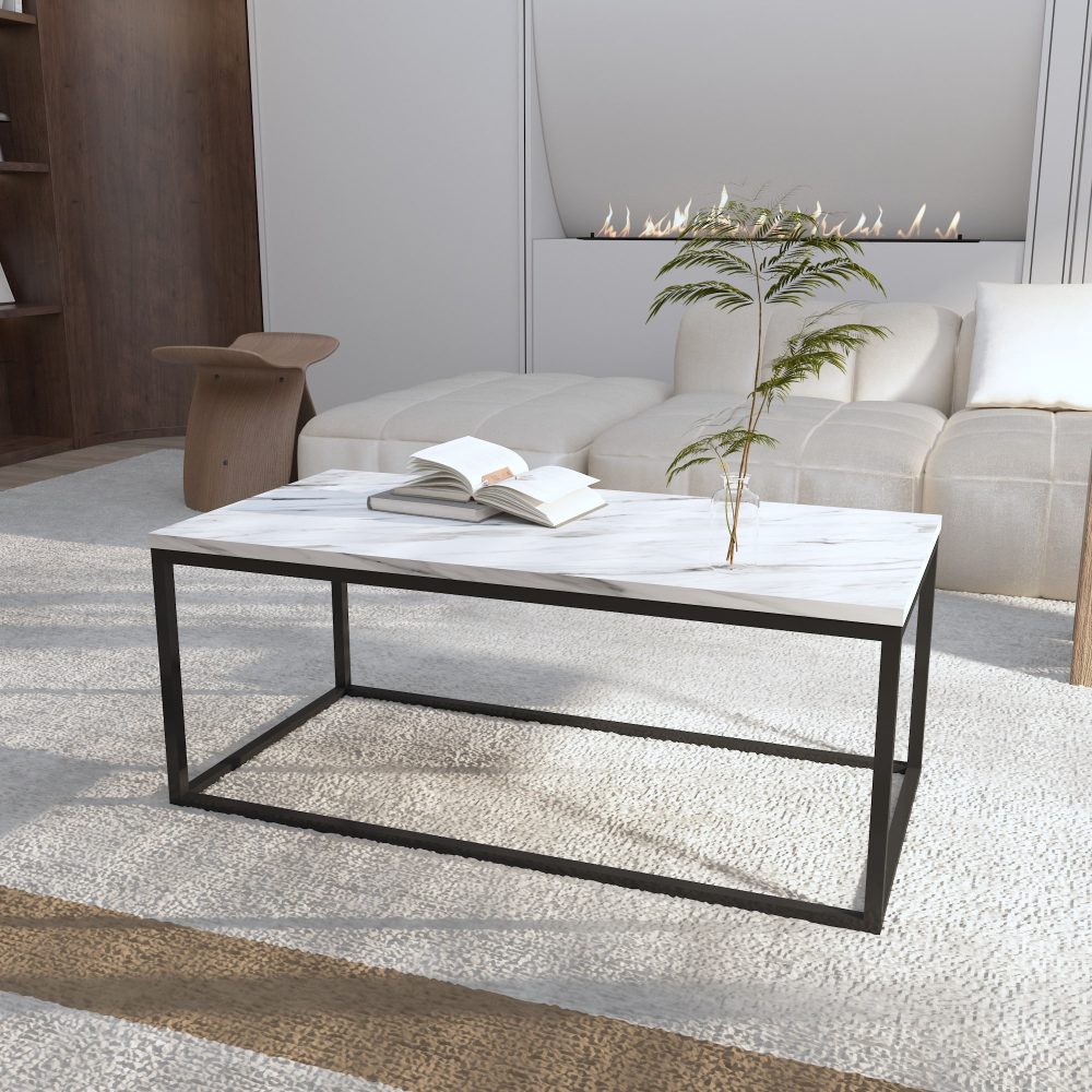 Cyrene Rectangular Coffee Table with Marble Top - Notbrand