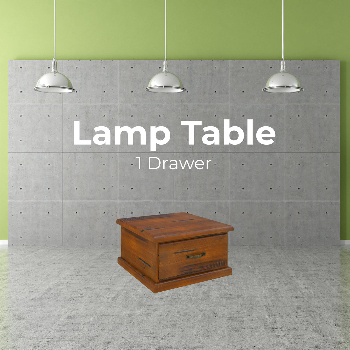 Umber Lamp Table with 1 Solid Pine Wood Drawer - Dark Brown - Notbrand