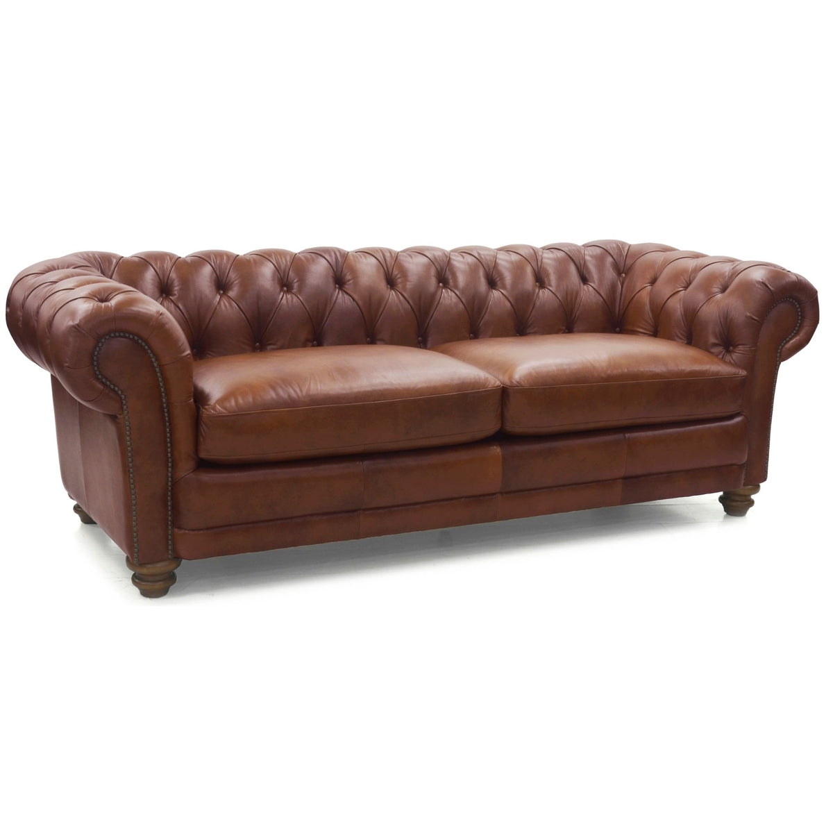 Desire Chestfield Genuine Leather 3 Seater Sofa - Butterscotch - Notbrand