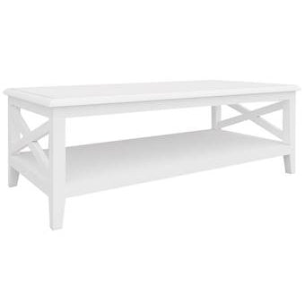 Daisy Coffee Table with Rectangular Solid Acacia Wood in White - 120cm - Notbrand