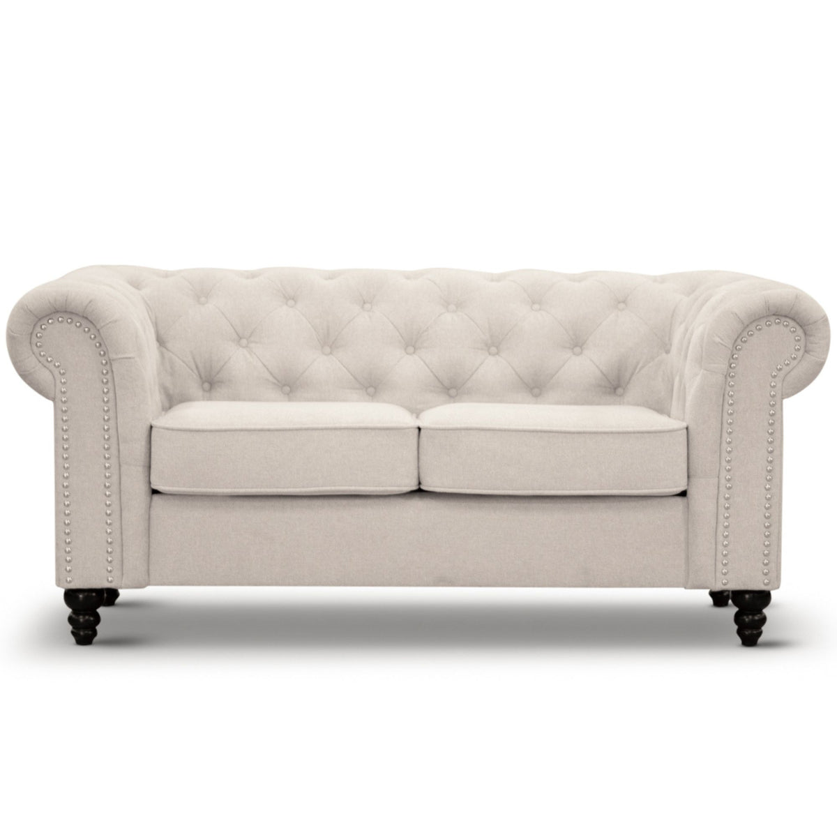 Kiho Chesterfield Fabric Upholstered 2 Seater Sofa  - Beige - Notbrand