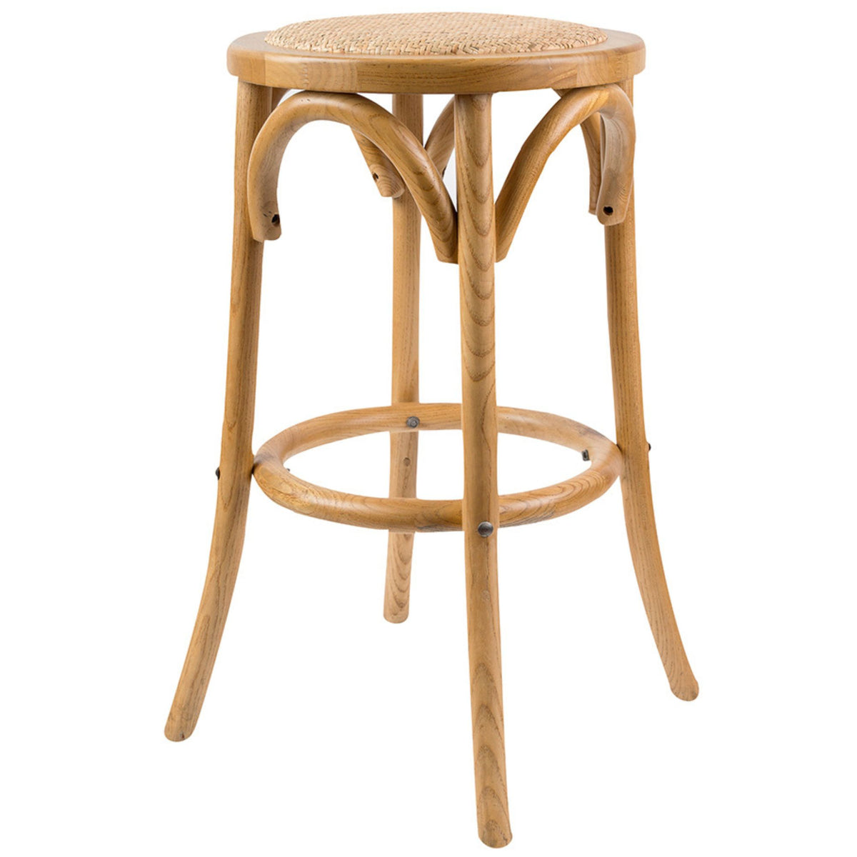 Aster Round Rattan Dining Solid Timber Bar Stools - Oak