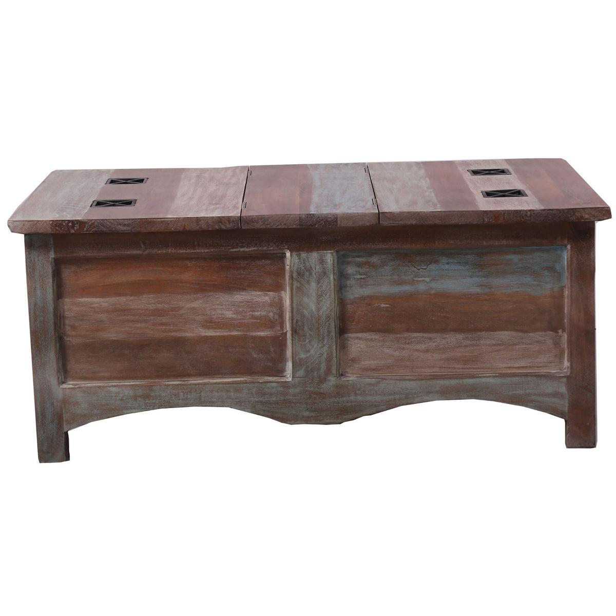 Gulmohar Antique Coffee Table with Handcrafted Mango Wood Trunk Chest Box - Notbrand