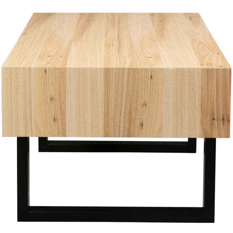 Aconite Coffee Table with  2 Drawers Solid Messmate Timber Wood in Natural - 60cm - Notbrand