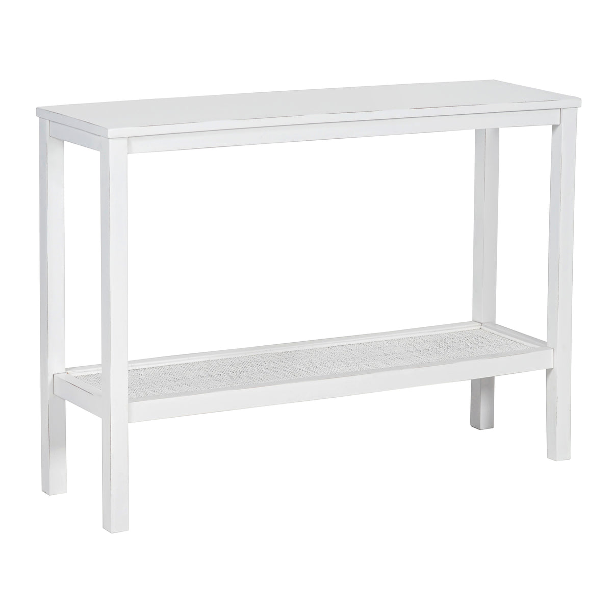 Jasmine Console Table with Mindi Timber Wood Rattan in White - 110cm - Notbrand