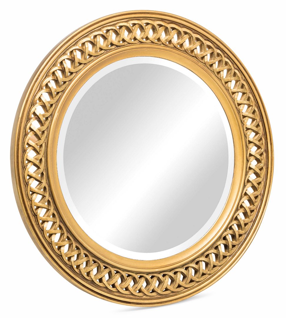 Mbelu Decorative Wooden Round Wall Mirror - Rustic Gold Finish - Notbrand