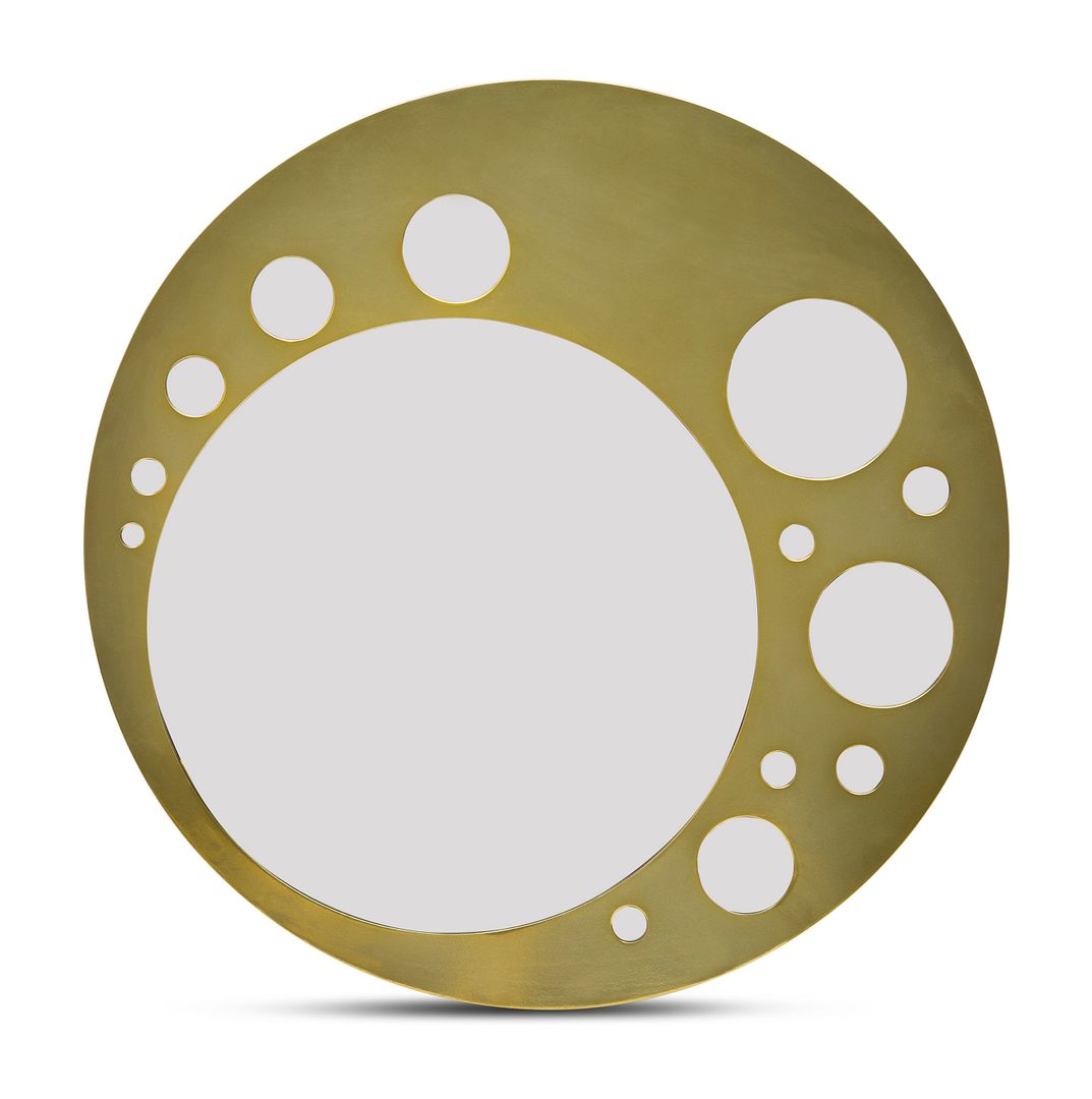 Mbelu Decorative Round Wall Mirror Art - Brass Finish - Notbrand