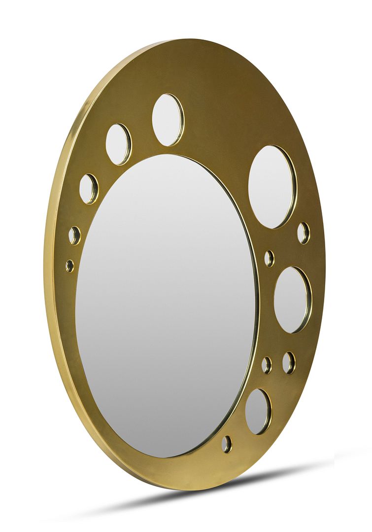 Mbelu Decorative Round Wall Mirror Art - Brass Finish - Notbrand