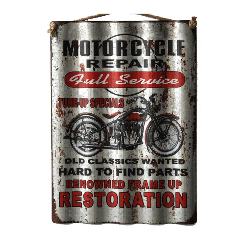 Motorcycle Repair Corrugated Wall Plaque - Notbrand