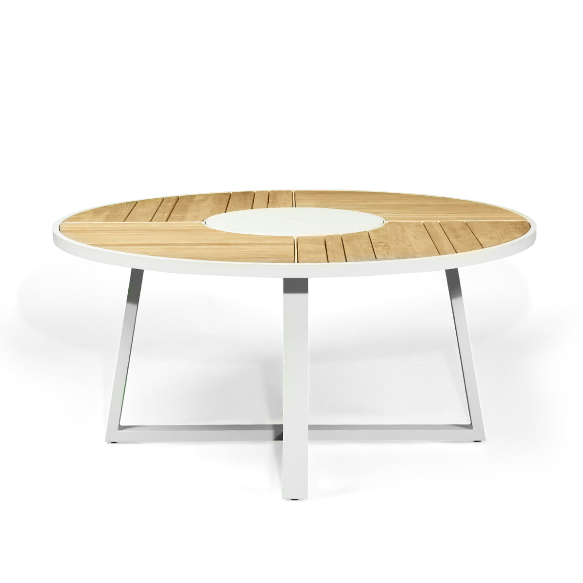 Luke Outdoor Round Dining Table in White Pearl – 1.6m - Notbrand