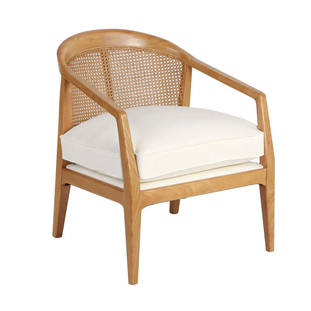 Willow Natural Rattan Occasional Arm Chair - White Linen - Notbrand