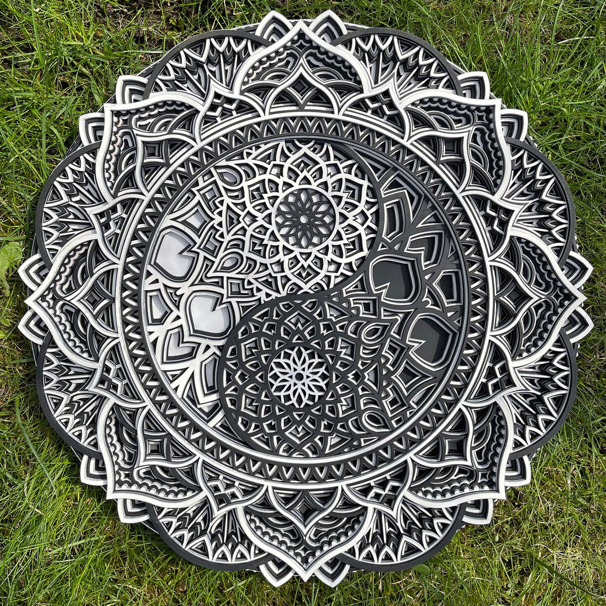 Azur Wooden Yin Yang Mandala Wall Art - Black/White - Notbrand