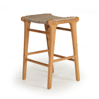 Earine Solid Teak Backless Counter Stool – Washed Grey - Notbrand