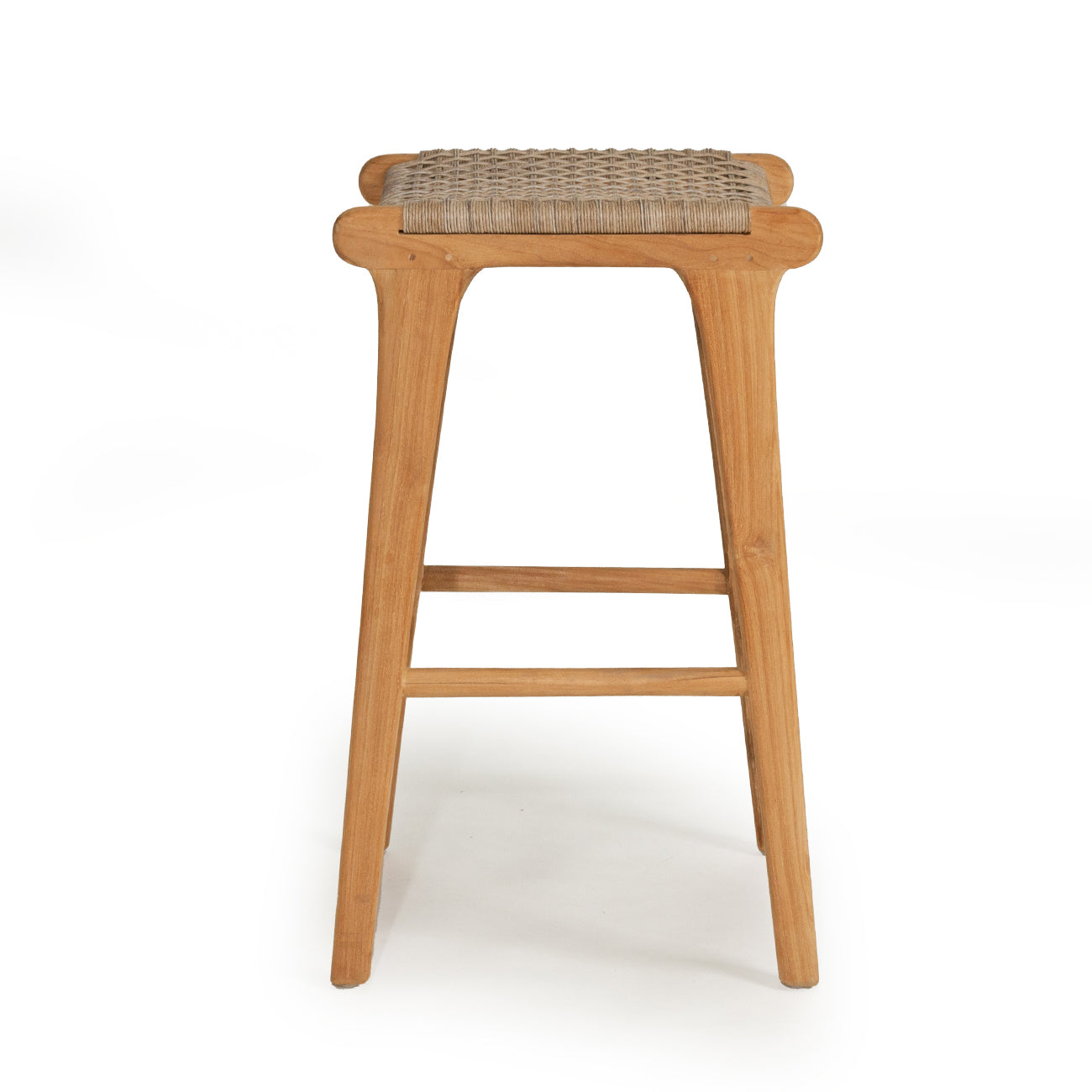 Earine Solid Teak Backless Counter Stool – Washed Grey - Notbrand