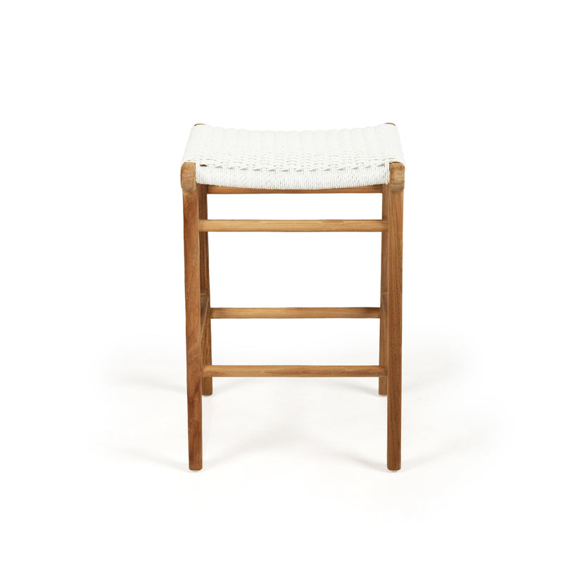 Earine Close Weave Backless Counter Stool – White - Notbrand