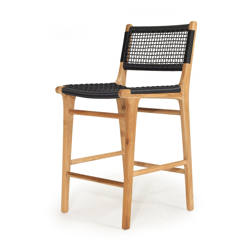 Earine Teak Wood Counter Stool Chair - Black - Notbrand