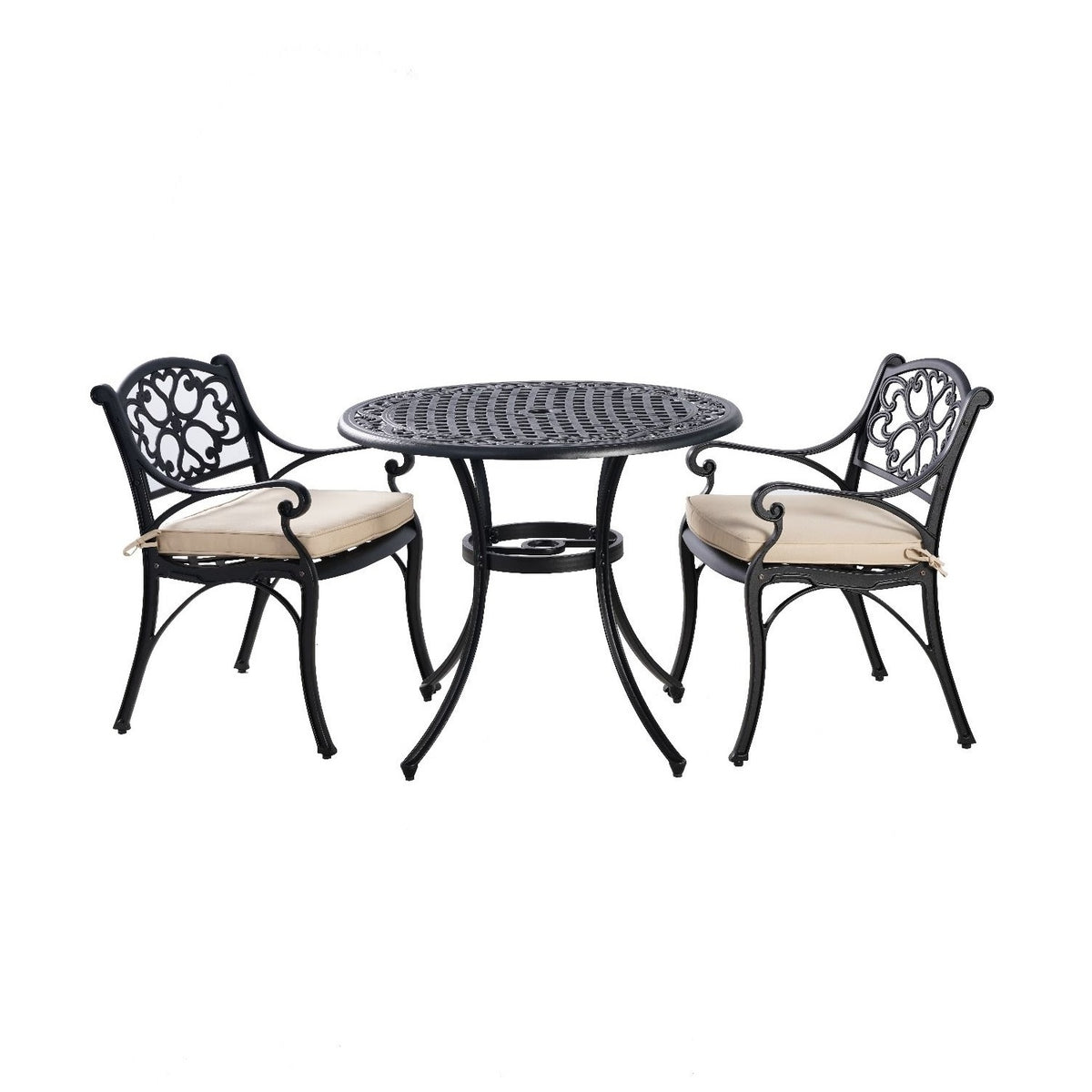 Set of 3 Marco Round Outdoor Dining Table with Chairs - Black - Notbrand