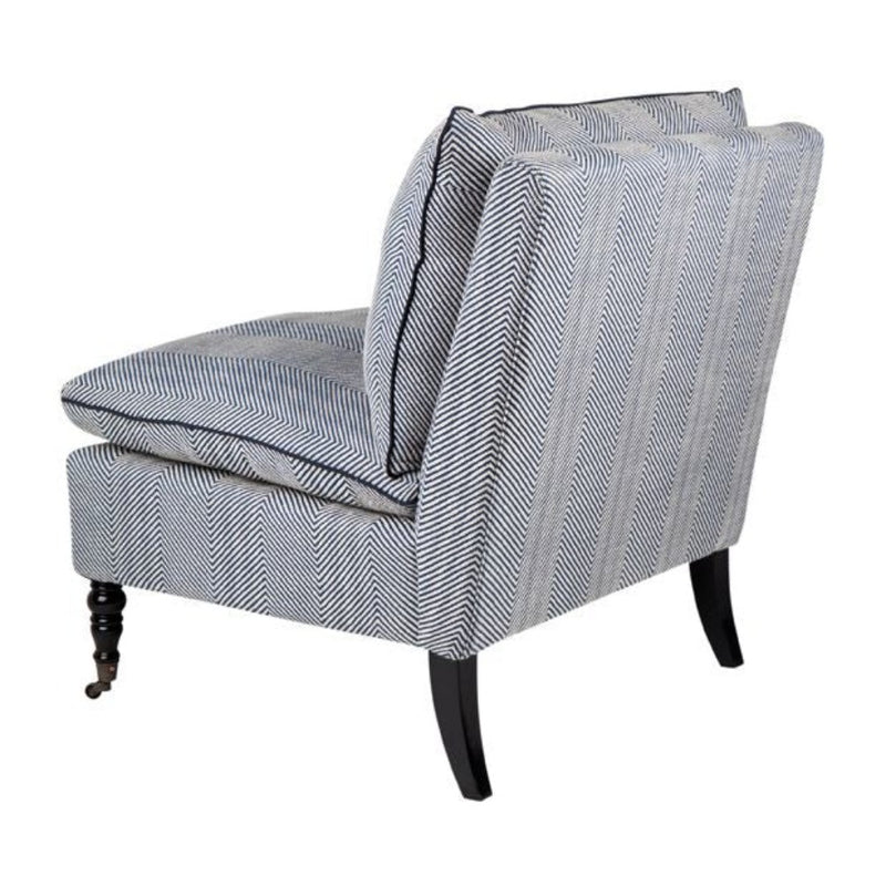 Candace Fabric Occasional Chair - Chevron Blue Linen - Notbrand