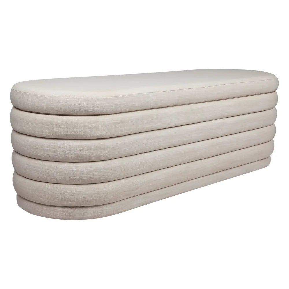 Demi Upholstered Storage Bench Ottoman - Off White Linen - Notbrand