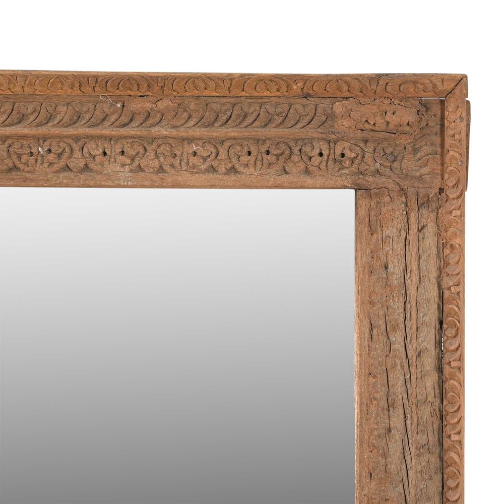 Vintage Teak Wood Wall Mirror - Natural - Notbrand