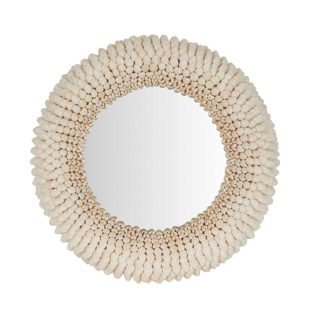 Terrigal Round Shell Wall Mirror - Cream - Notbrand