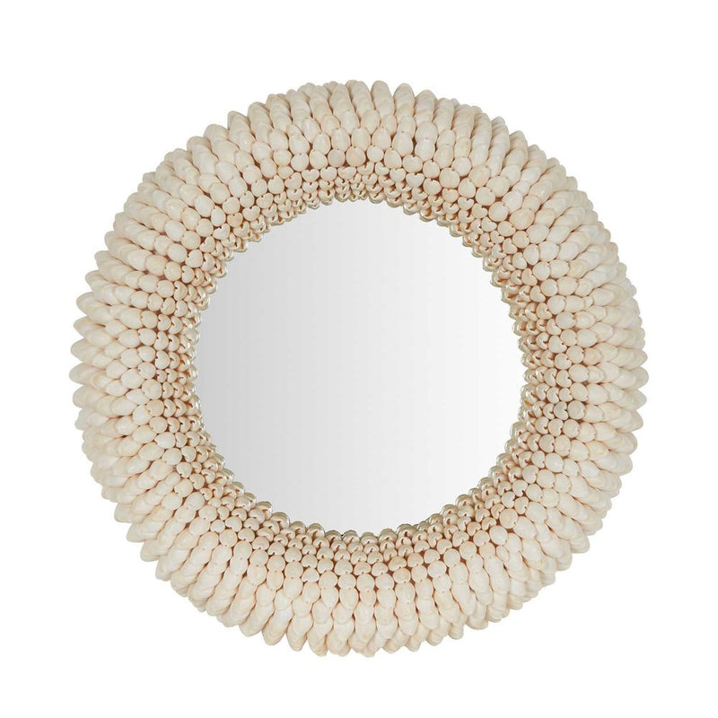 Terrigal Round Shell Wall Mirror - Cream - Notbrand