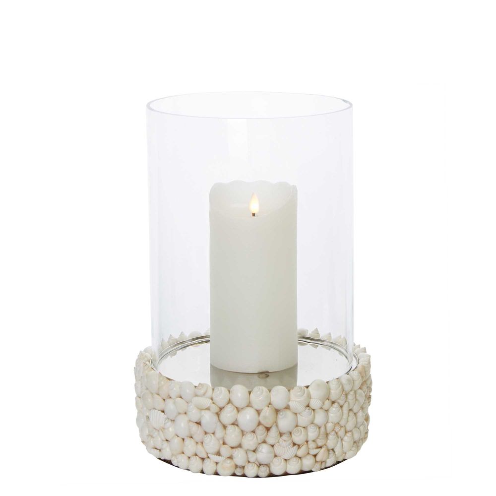 Sea Shell Hurricane Candle Holder In Natural - Large - Notbrand