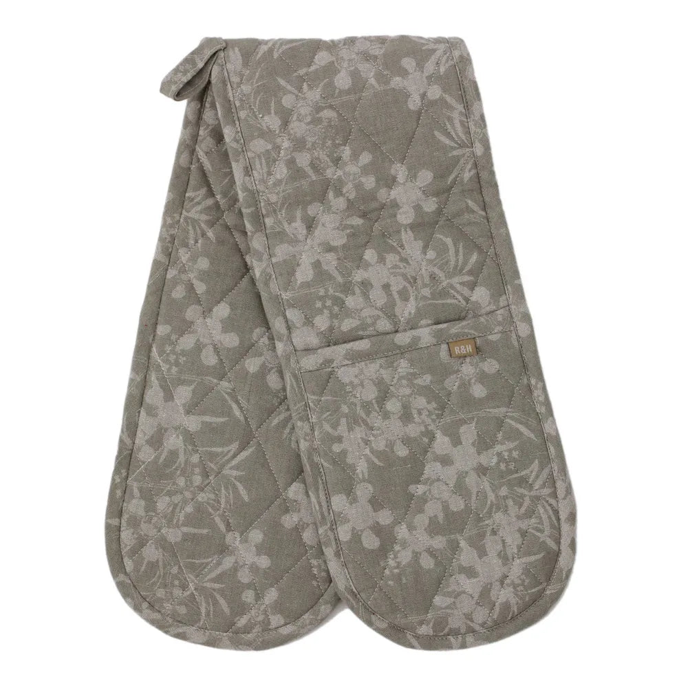 Set of 3 Myrtle Chambray Double Oven Glove - Sage - Notbrand