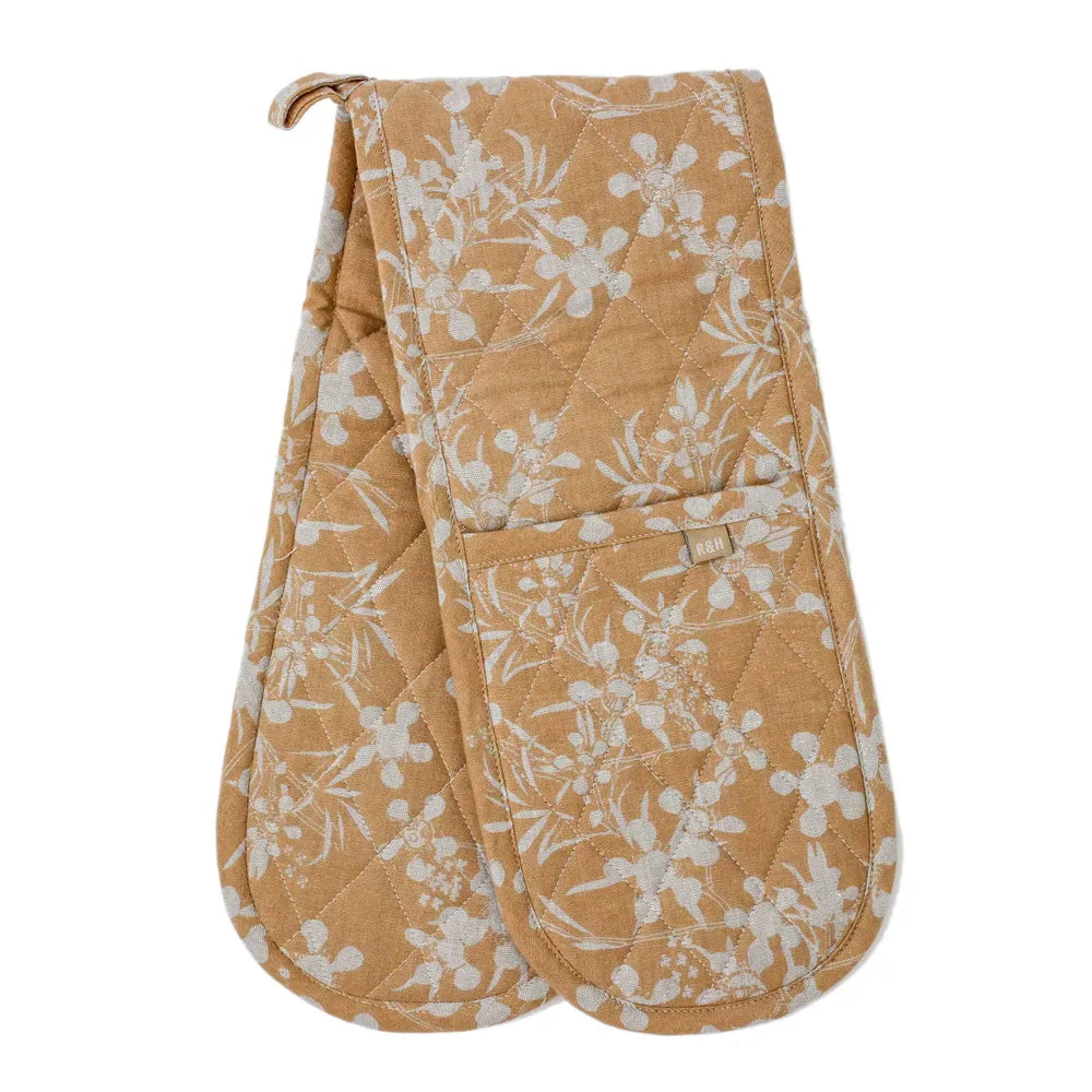 Set of 3 Myrtle Chambray Double Oven Glove - Honey - Notbrand