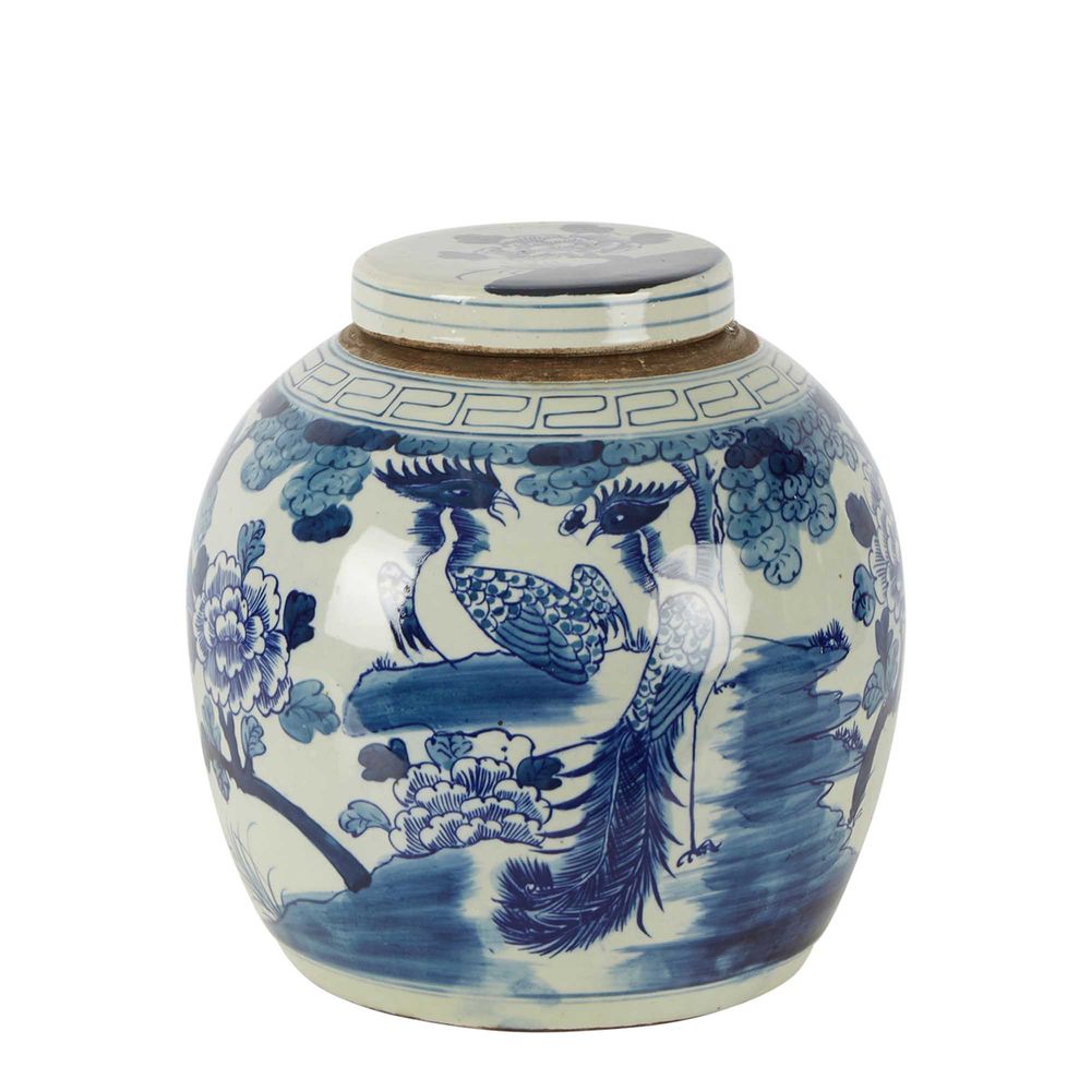Qing Porcelain Lidded Jar - Blue - Notbrand