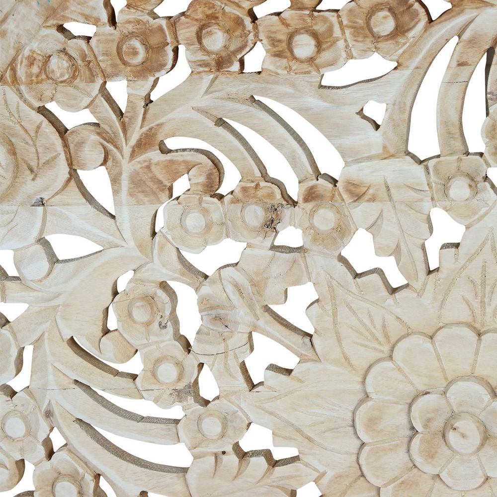 Jaipur Mango Wood Round Carved Panel - Natural - Notbrand