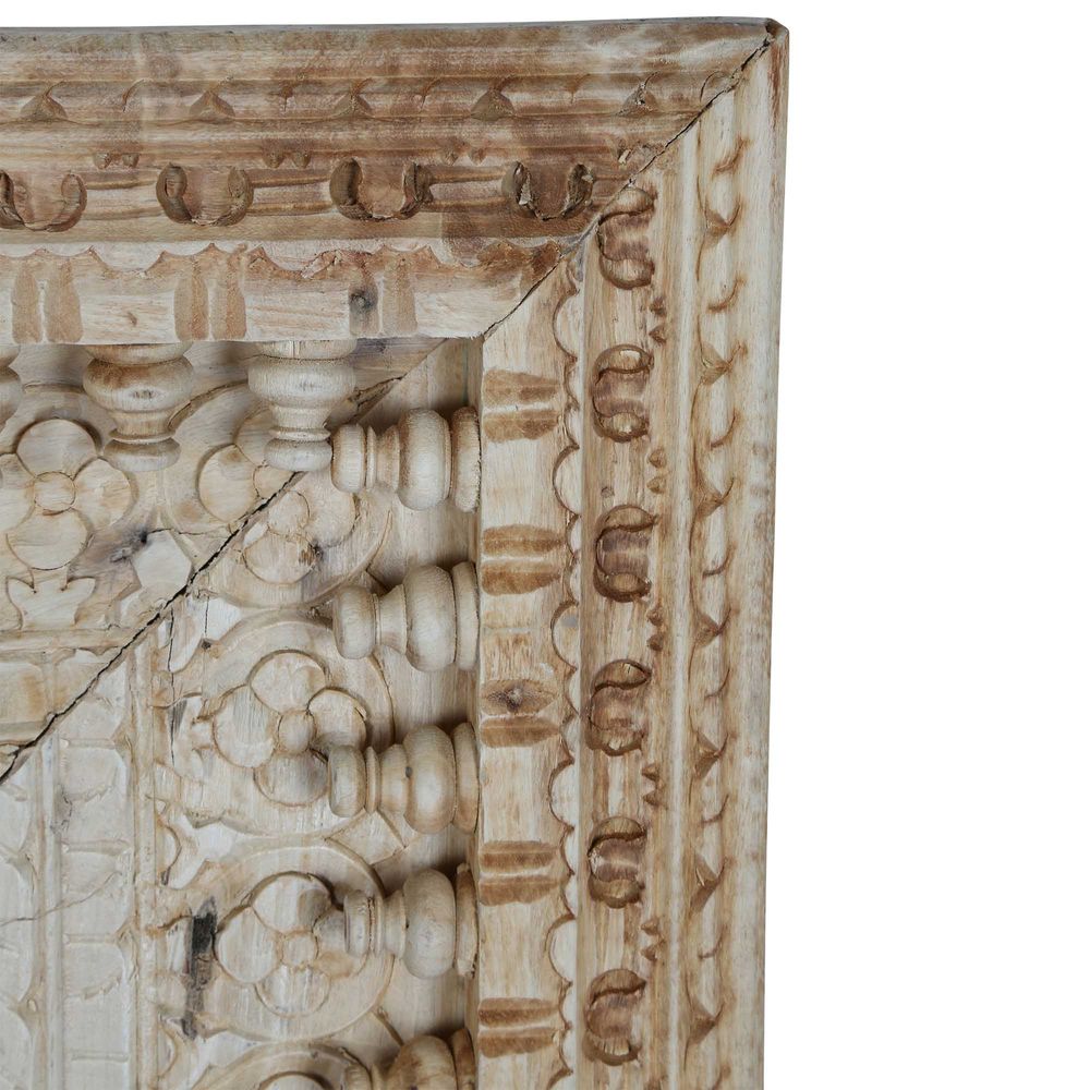 Jaipur Carved Teak Wood Mirror Natural - Small - Notbrand