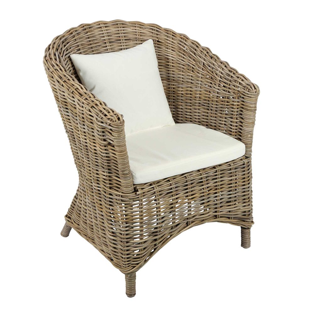Nova Rattan Chair With Cushion - Grey - Notbrand
