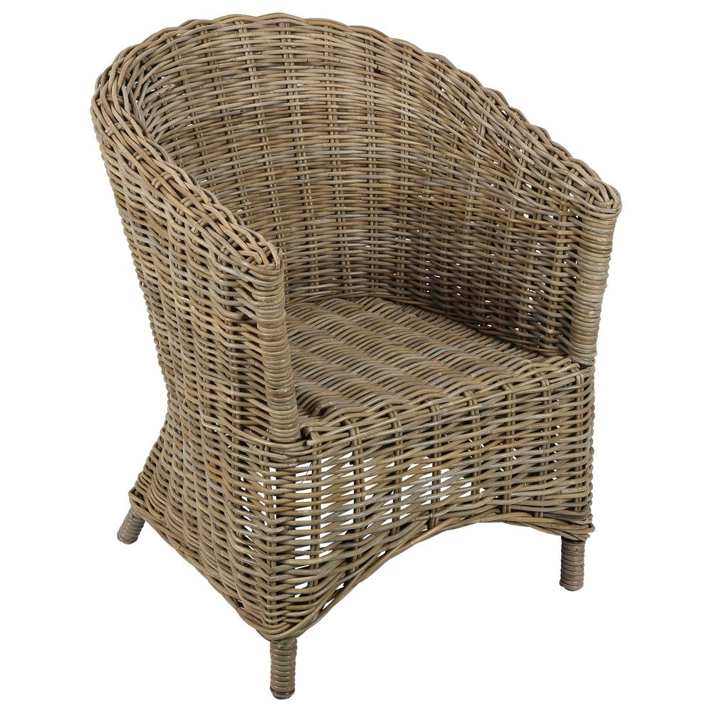 Nova Rattan Chair With Cushion - Grey - Notbrand