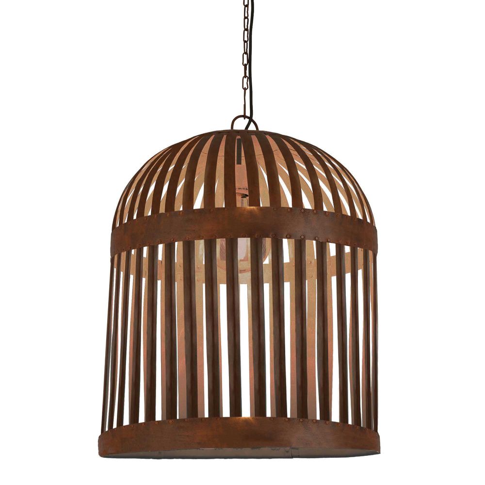 Esch Brass Cage Ceiling Pendant - Rust - Notbrand