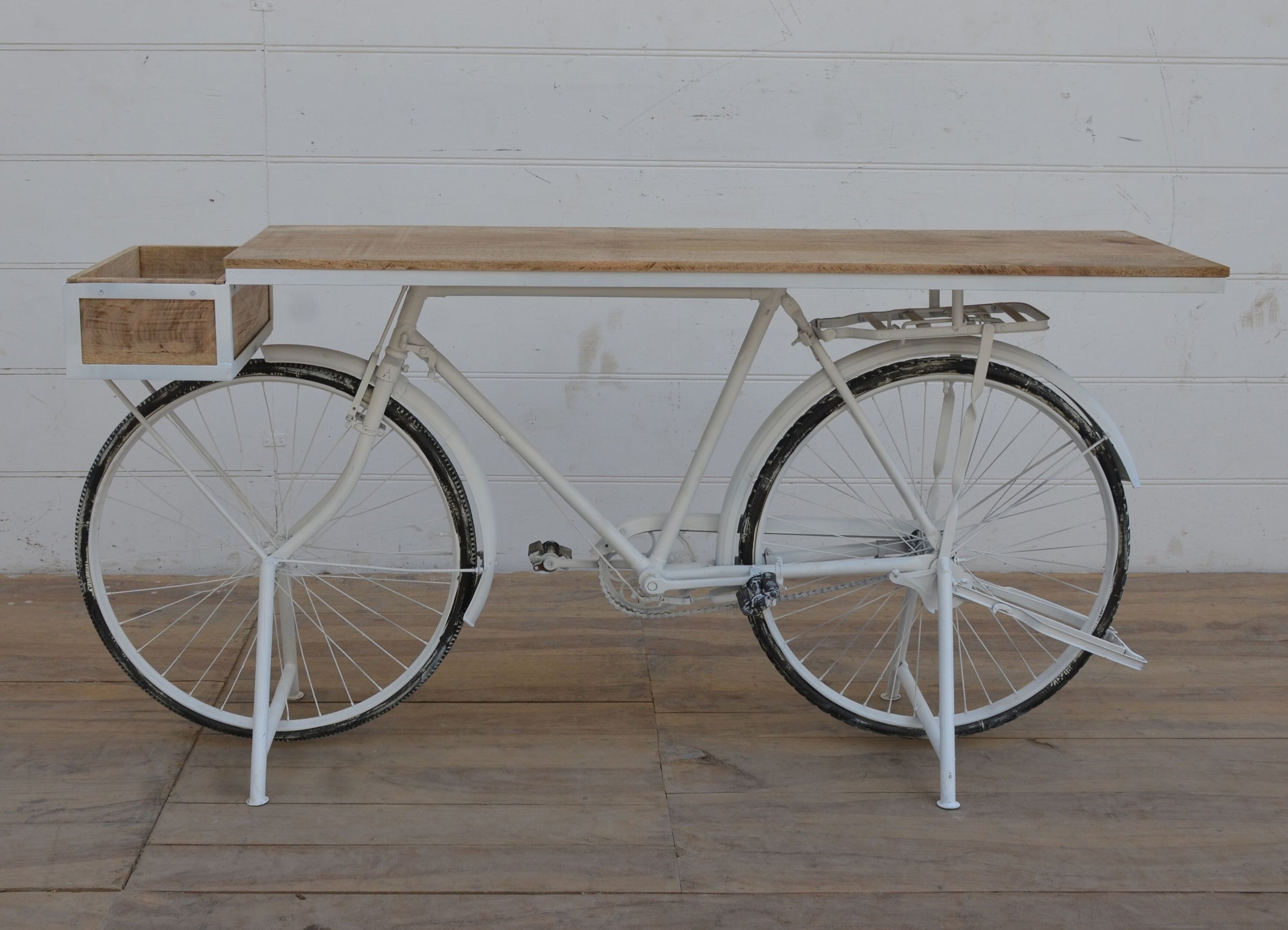 White Bicycle Mango Wood Bar Cart - Notbrand