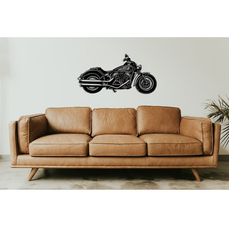Old School Motorcycle Metal Wall Art - Notbrand