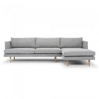 Petra 3 Seater Right Chaise Sofa - Graphite Grey with Natural Legs - Notbrand