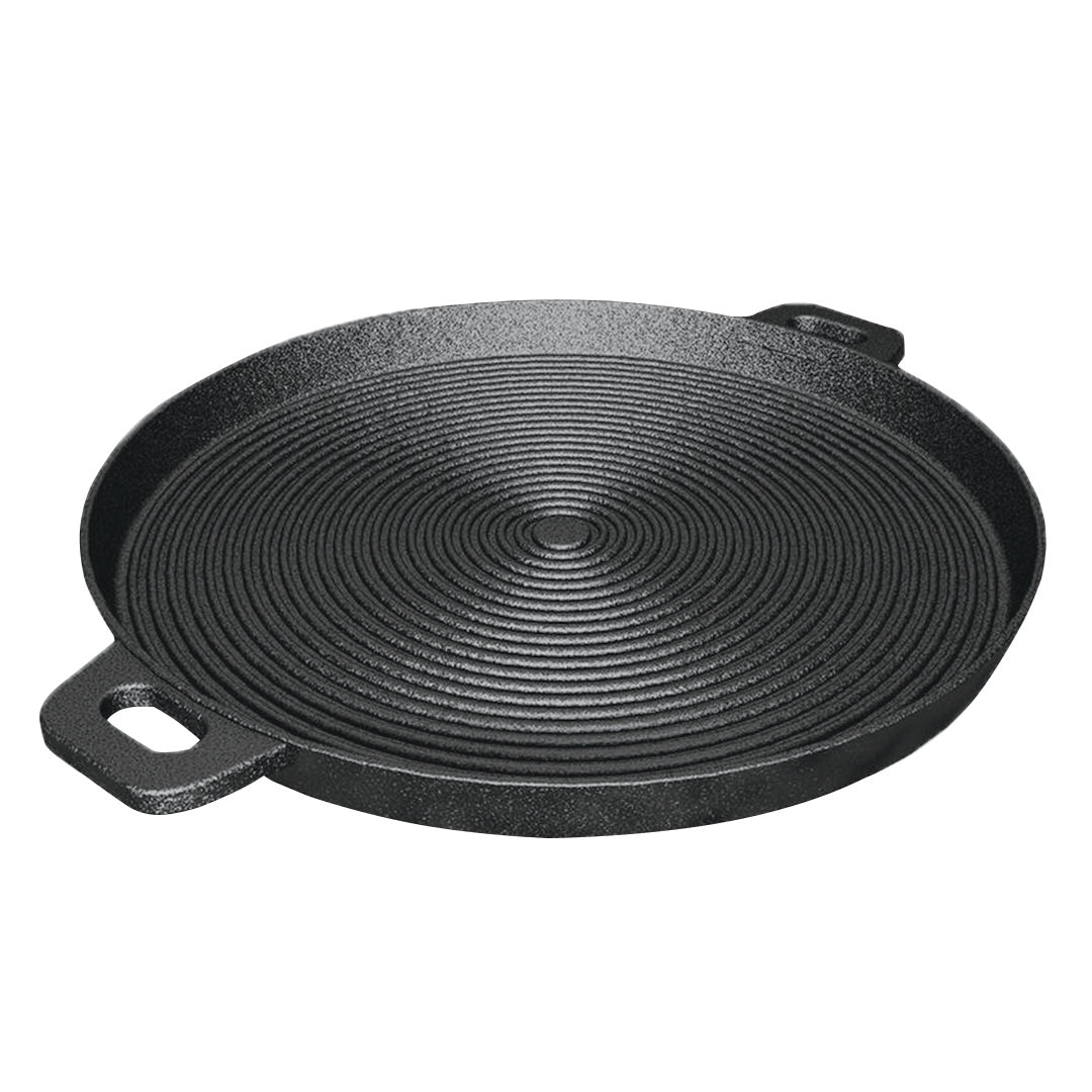 Round Ribbed Cast Iron Pan With Handle - 34cm - Notbrand