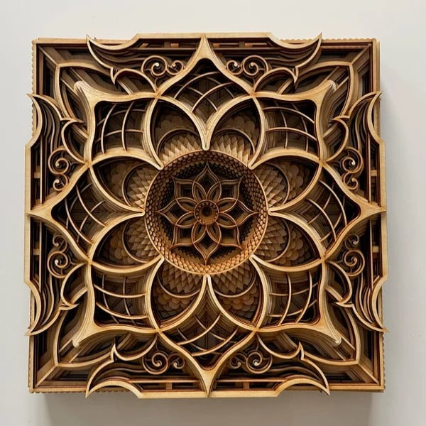 Esrocs Handcrafted Wooden Mandala Wall Art - Natural - Notbrand