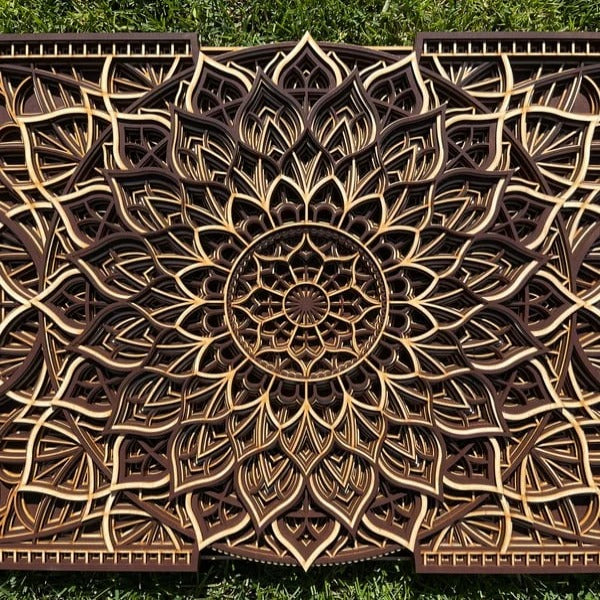 Zalyue Wooden Mandala Wall Art - Brown & Natural - Notbrand