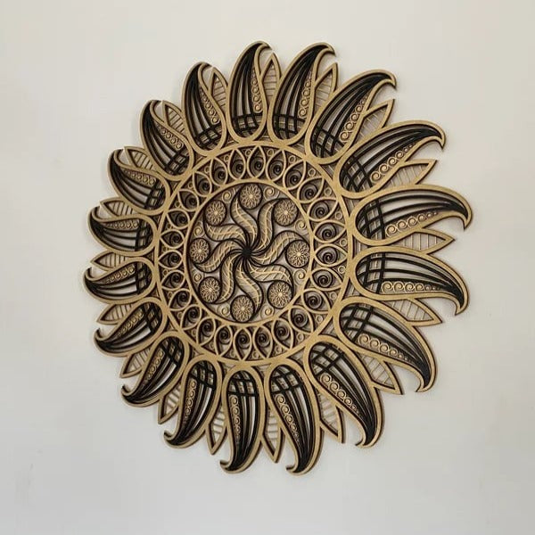 Azerty Handcrafted Sun Mandala Wood Wall Art - Notbrand