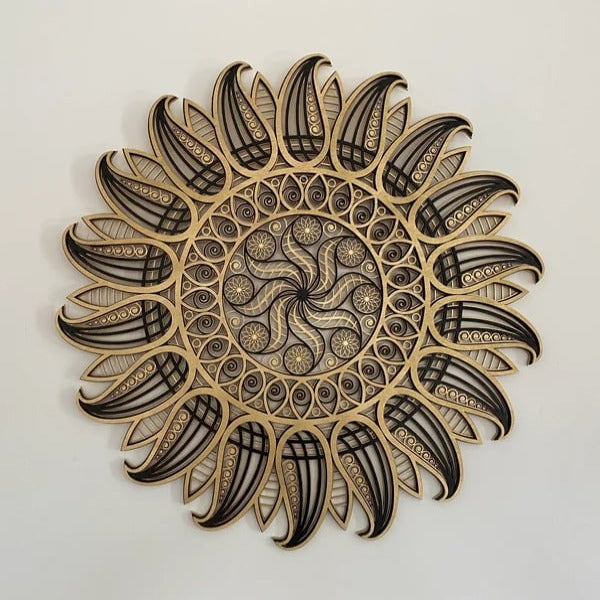 Azerty Handcrafted Sun Mandala Wood Wall Art - Notbrand