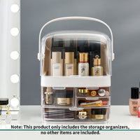 Cosmetic Organiser with LED Tabletop Mirror Set - White - Notbrand