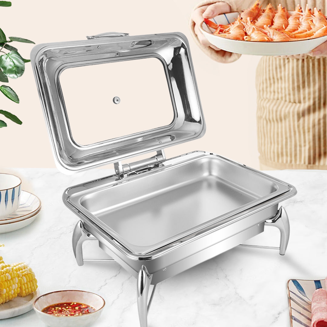 Stainless Steel Rectangular Chafing Dish with Top Lid - 58cm