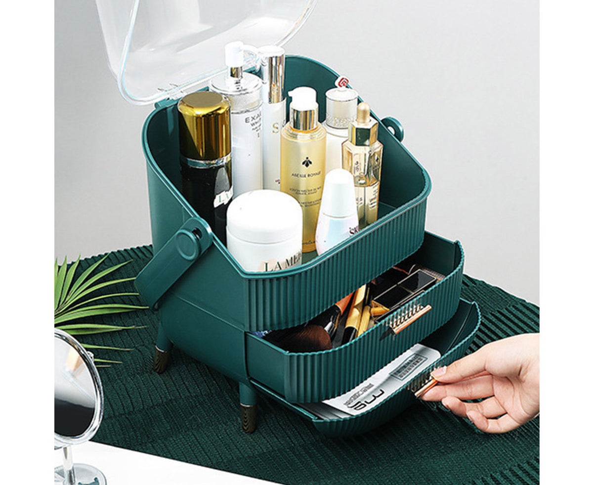 Cosmetic & Jewelry Organiser with LED Mirror - Green - Notbrand